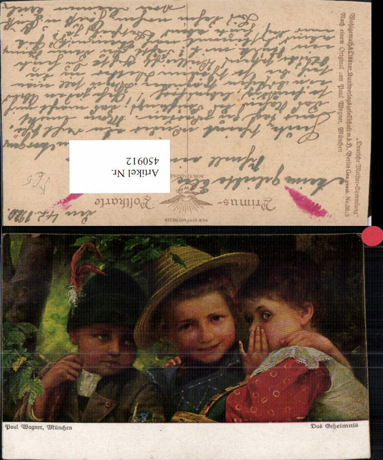 450912,Primus AK 3013 Künstler Paul Wagner Das Geheimnis Kinder Hut