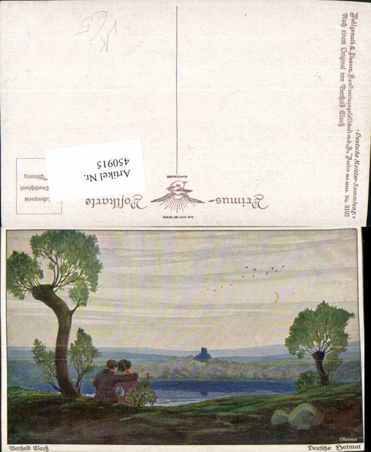 450915,Primus AK 3103 Künstler Berthold Clauß Landschaft Liebe Paar