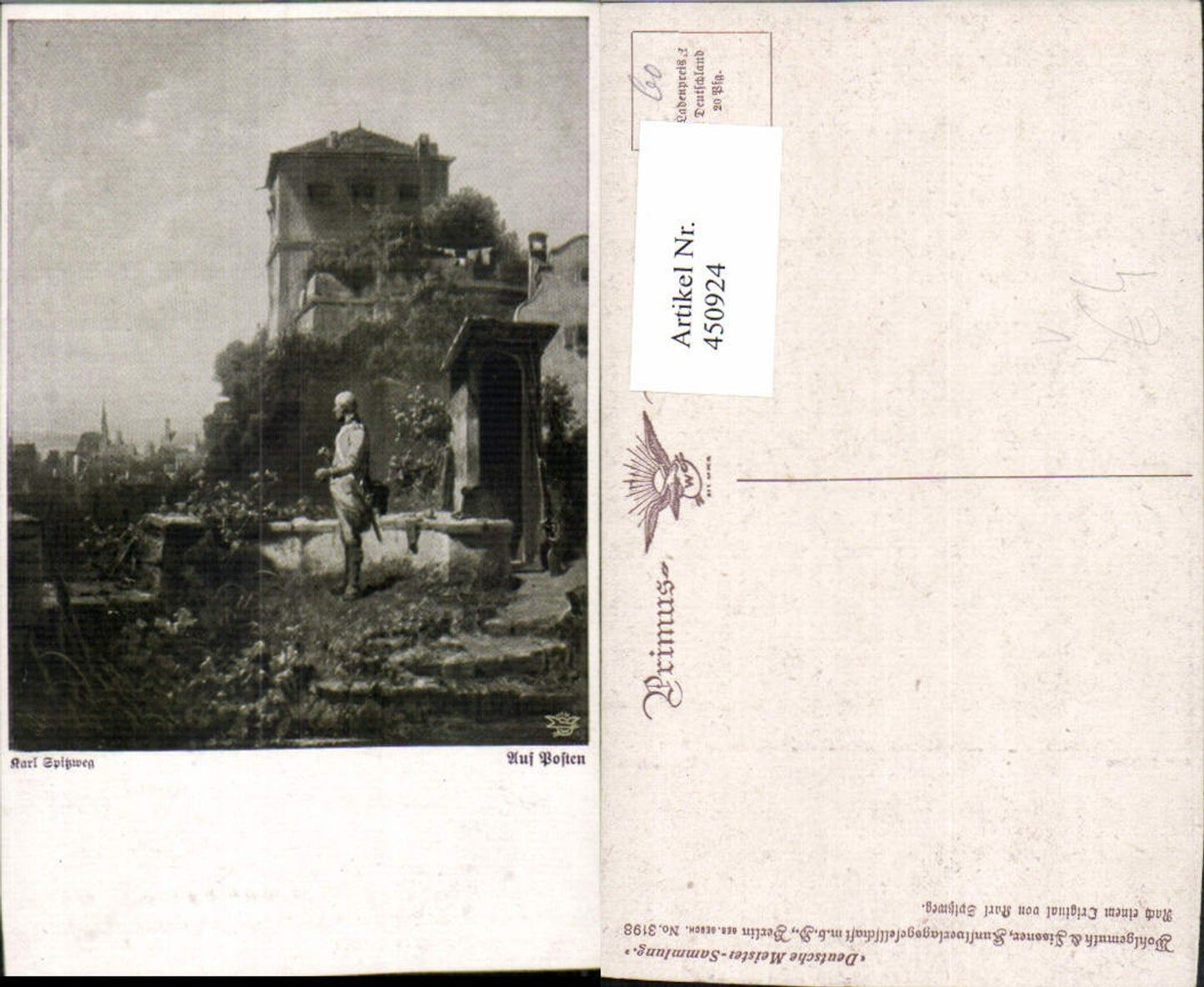 450924,Primus AK 3198 Künstler Karl Spitzweg Auf Posten Wache Soldat