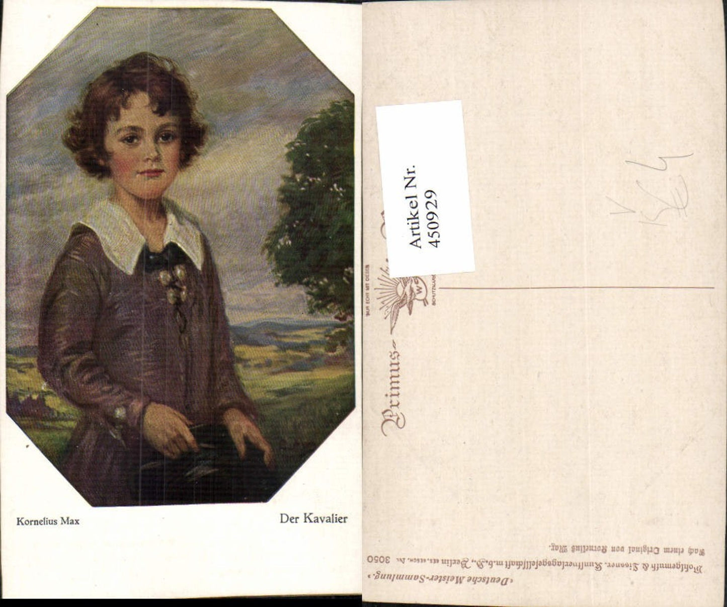 450929,Primus AK 3050 Künstler Kornelius Max Der Kavalier Bub Portrait