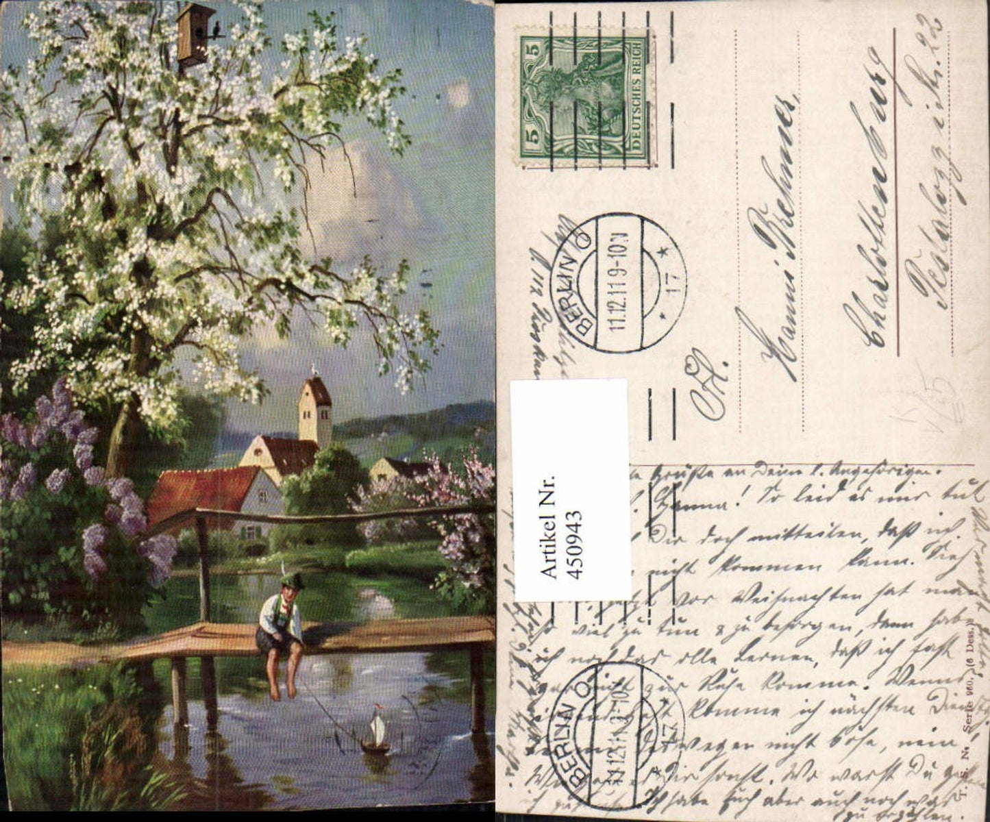 450943,Theo Stroefer 960 Künstlerkarte Bug Junge Tracht Bach Kirche