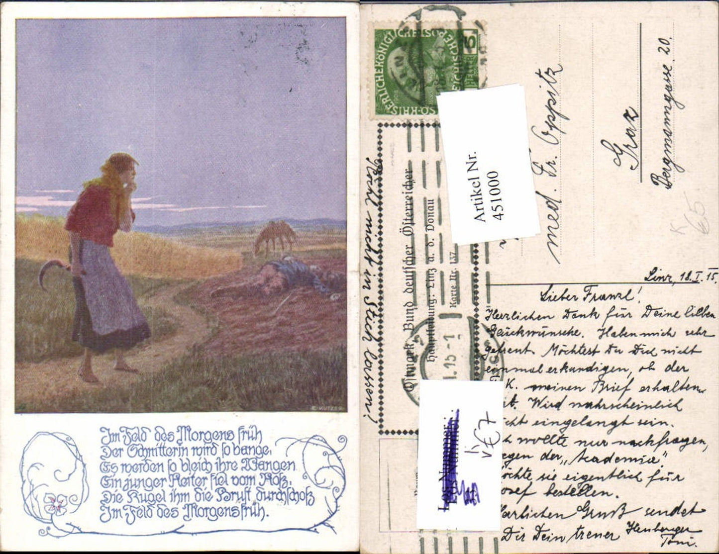 451000,Bund Deutscher Österreicher 137 Künstler E. Kutzer Frau Ritter Tod Spruch