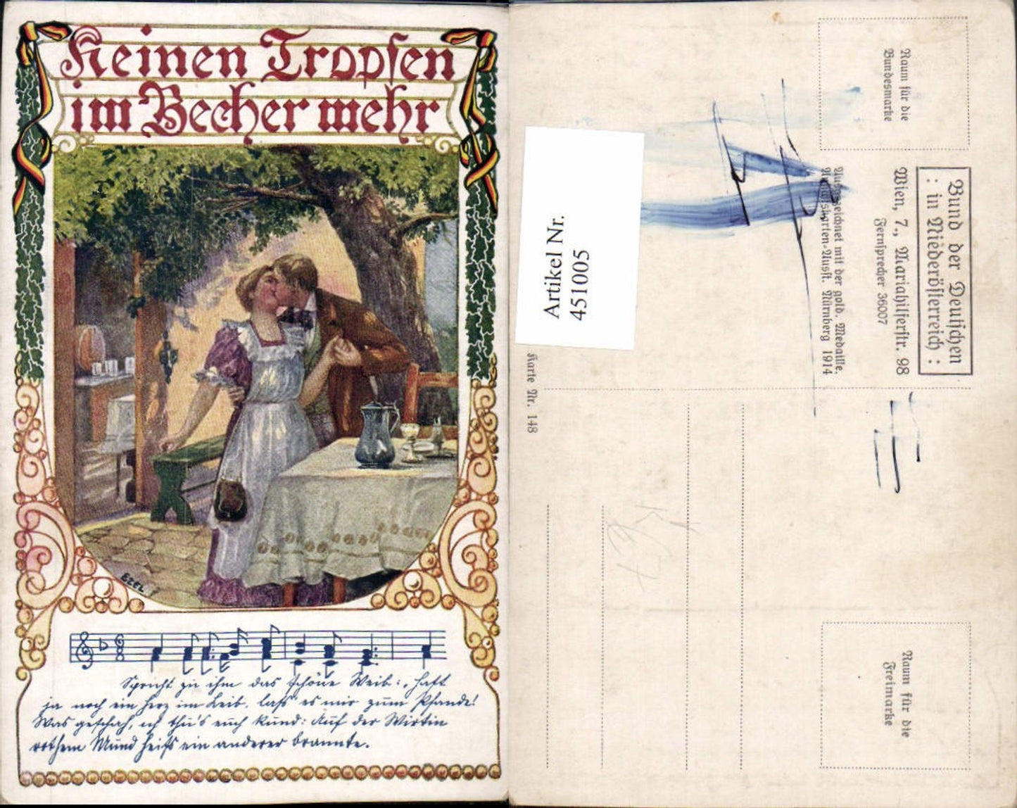 451005,Bund d. Deutschen in NÖ 148 Künstler Ezel Liebe Paar Kuss Liedzeile