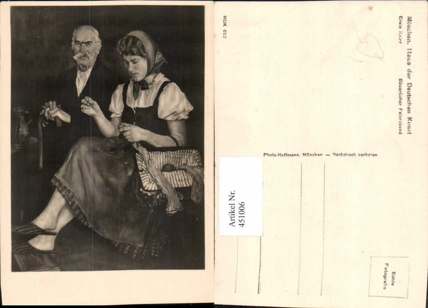 451006,Haus d. Deutschen Kunst HDK 652 Künstler Erwin Knirr Bäuerlicher Feierabend