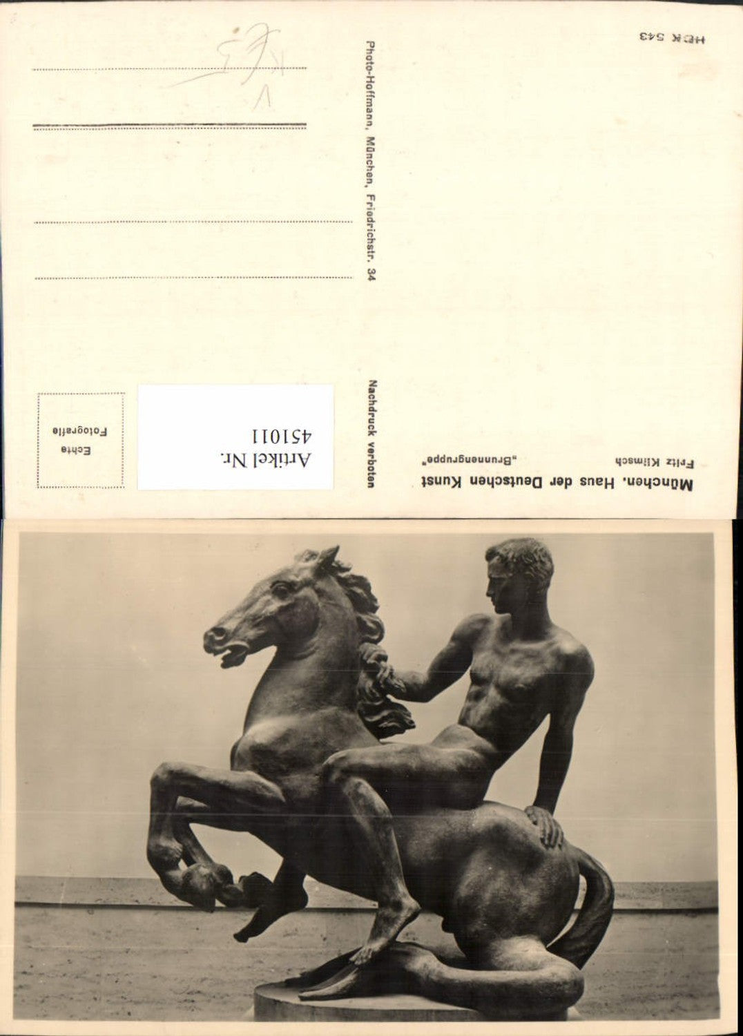 451011,Haus d. Deutschen Kunst HDK 543 Künstler Fritz Klimsch Brunnengruppe Statue