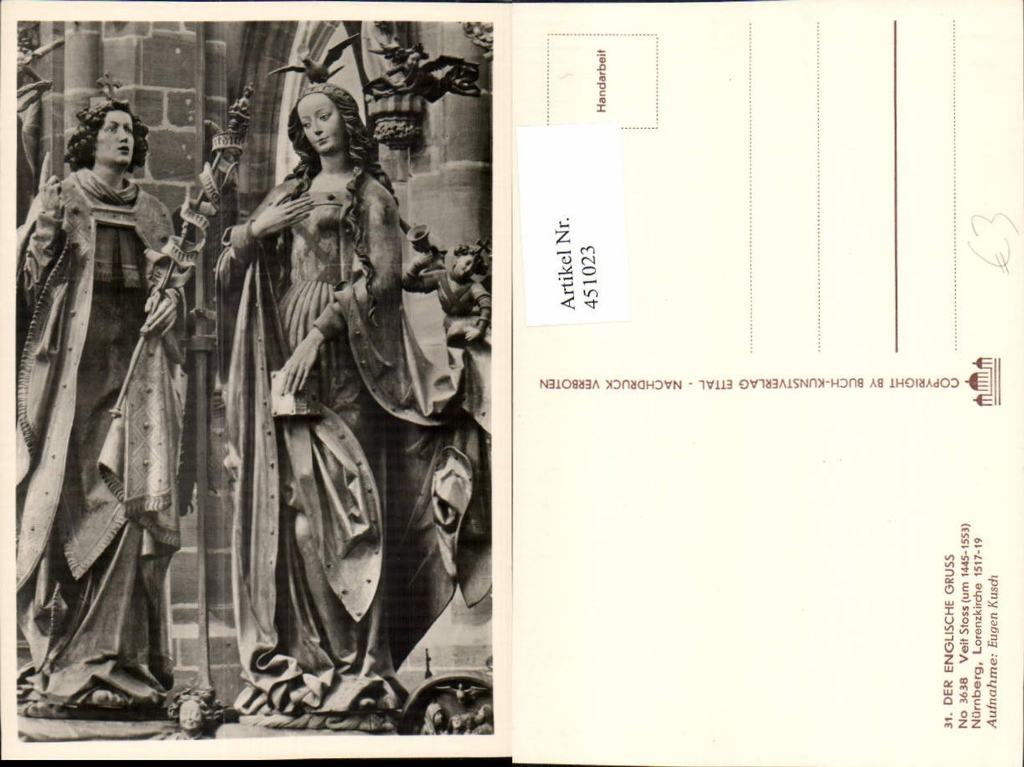 451023,Fotokunst Eugen Kusch Nürnberg Kirche Englische Gruß Statue