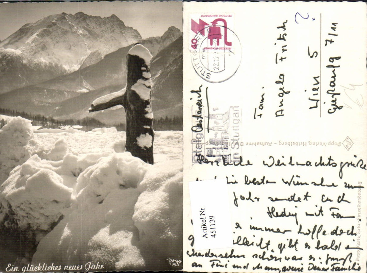 451139,Popp Verlag 1793 Neujahr Winterlandschaft Bergkulisse