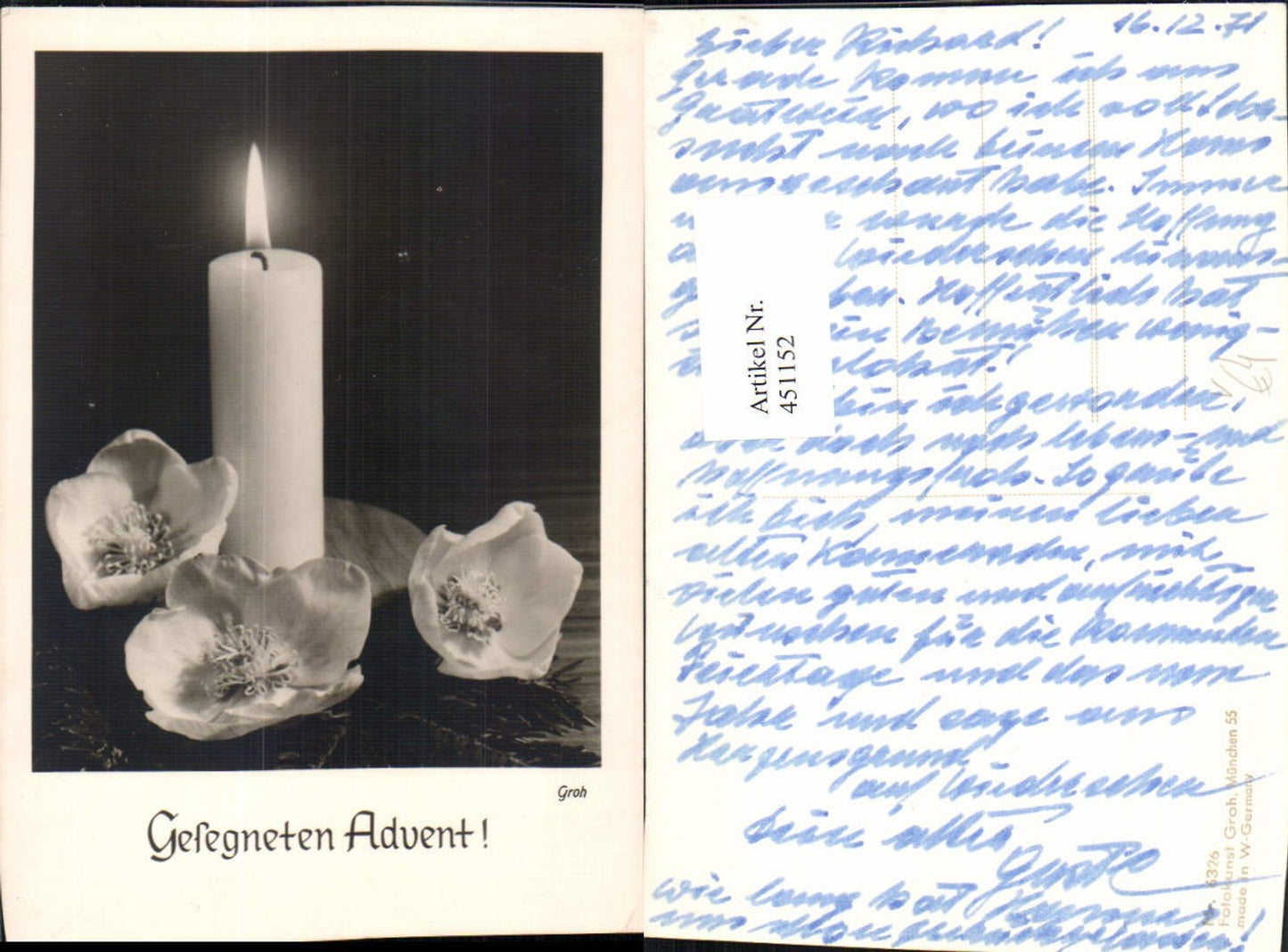 451152,Fotokunst Groh 6326 Advent Kerze Blüten