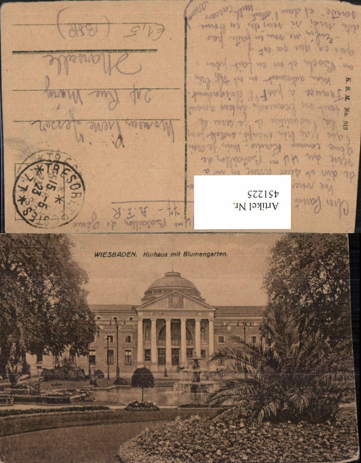 451225,Wiesbaden Kurhaus m. Blumengarten Brunnen
