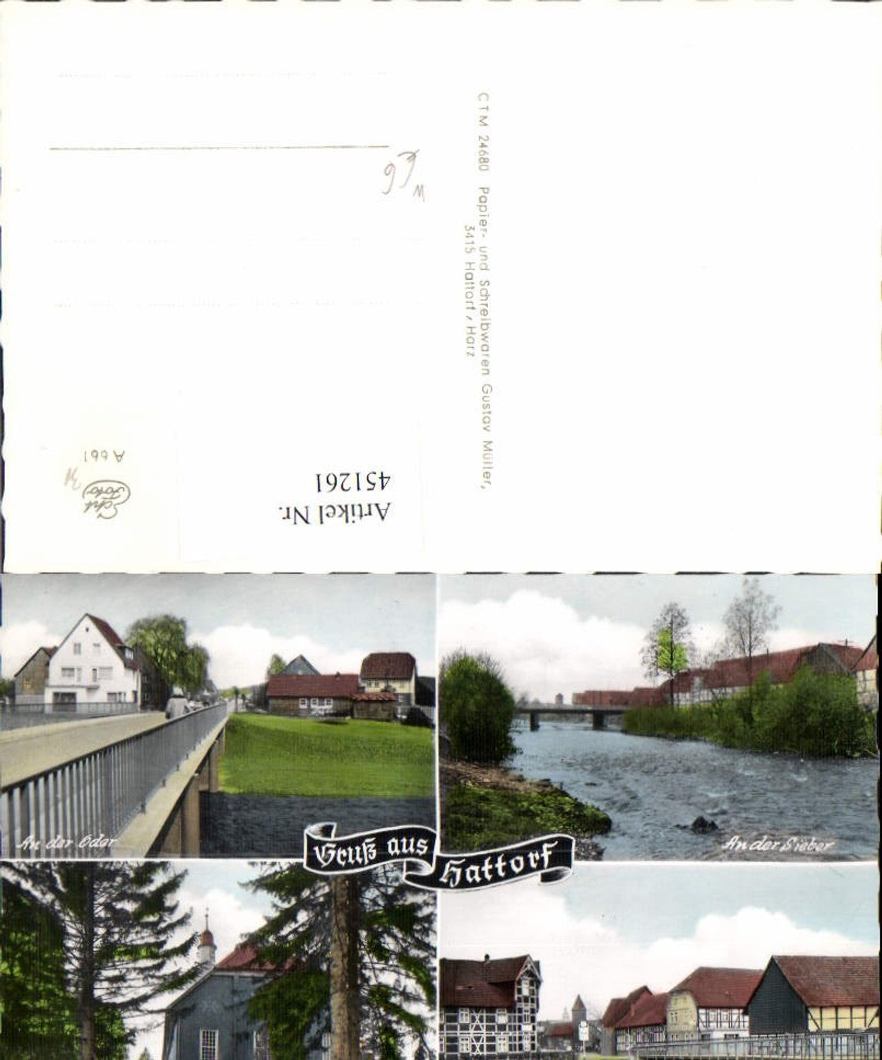 451261,Hattorf am Harz Fluss Brücke Ev. Kirche Mehrbildkarte