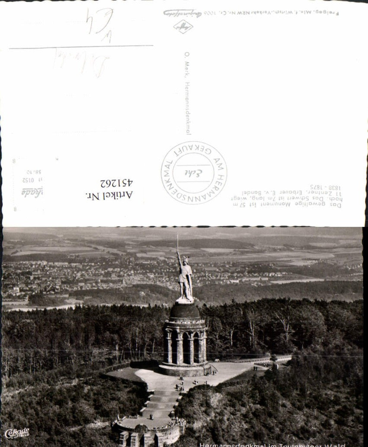 451262,Hermannsdenkmal im Teutoburger Wald b. Detmold Fliegeraufnahme