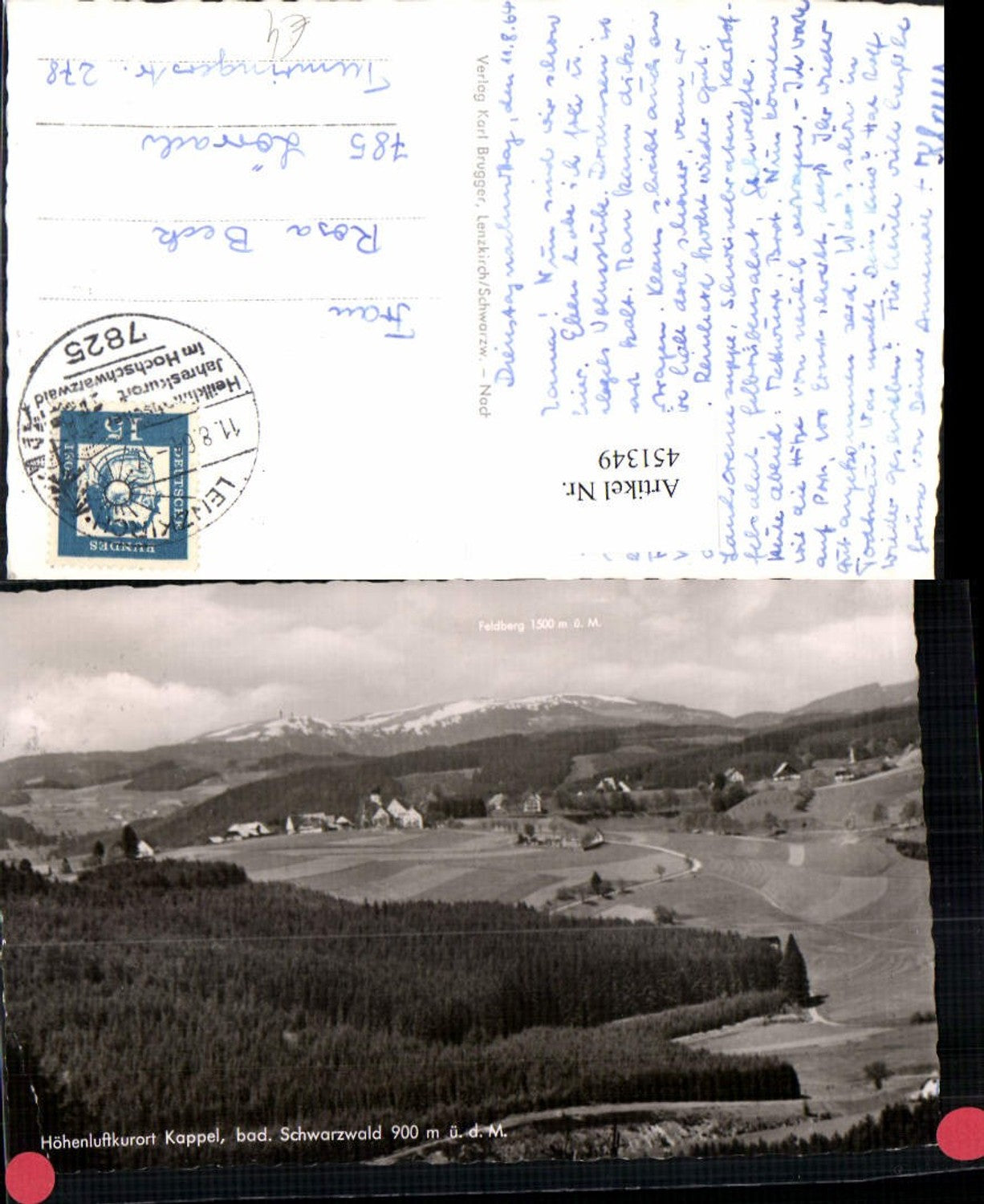 451349,Kappel im Schwarzwald Totale m. Feldberg Bergkulisse