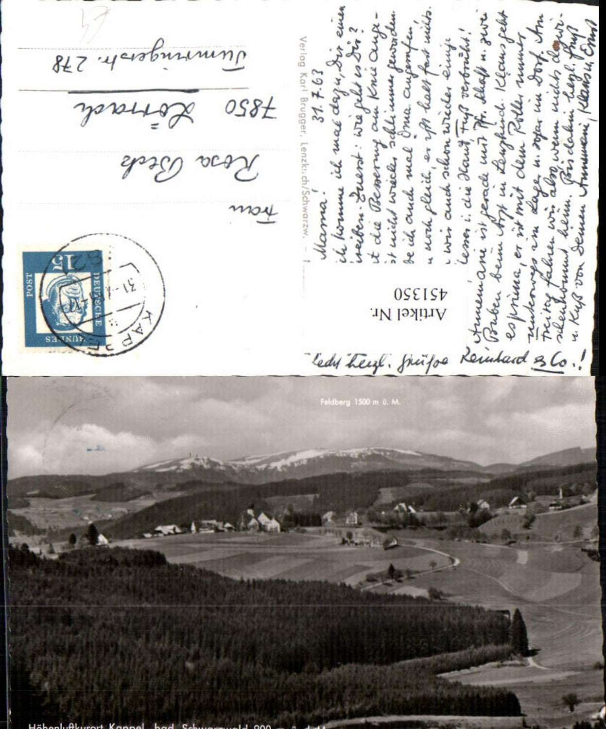 451350,Kappel im Schwarzwald Totale m. Feldberg Bergkulisse