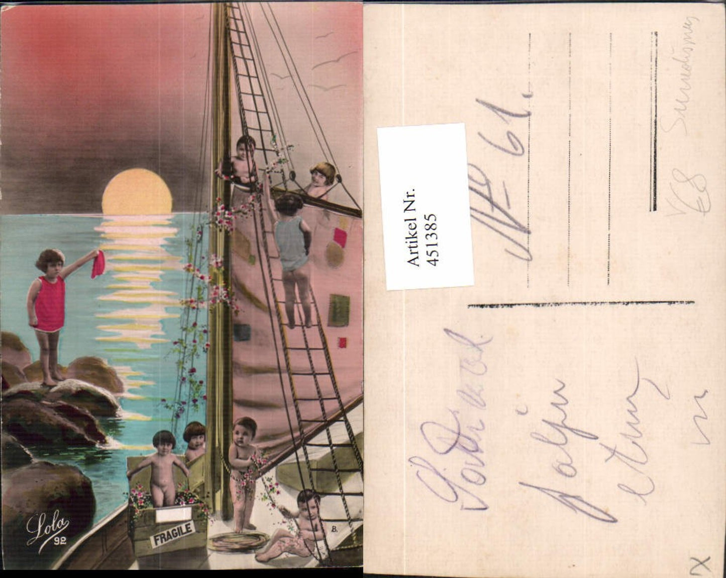 451385,Fotomontage Surrealismus Kinder Segelschiff Sonnenuntergang pub Lola 92