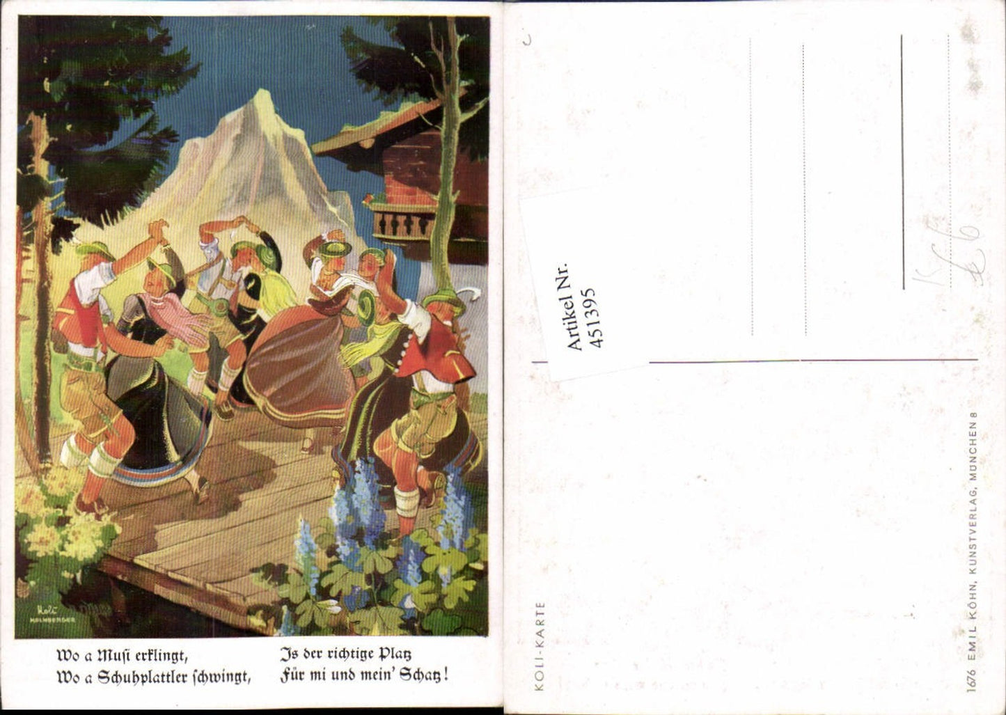 451395,Künstler AK Koli Kolnberger Humor Trachten Tanz pub Emil Köhn 1676
