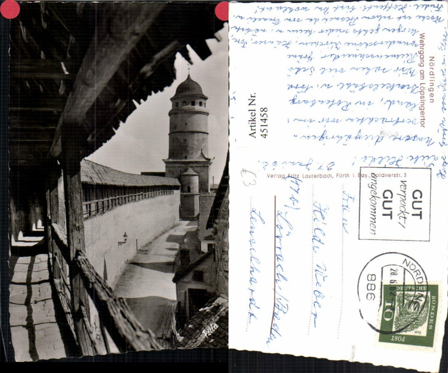 451458,Nördlingen Wehrgang am Löpsingertor Turm