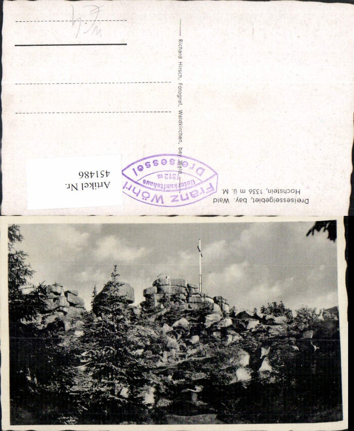 451486,Dreisessel b. Neureichenau Hochstein Felsen Kreuz