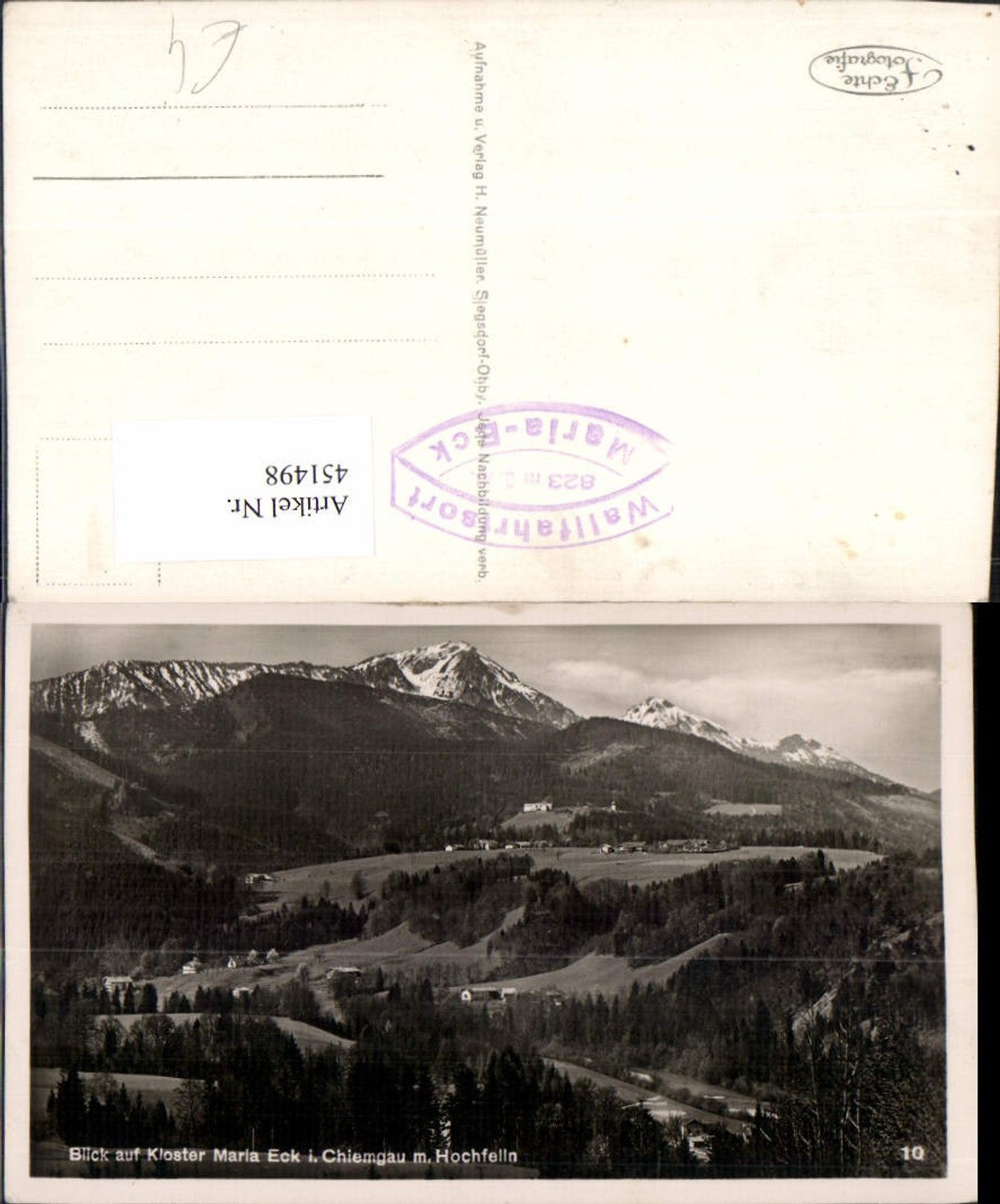 451498,Blick auf Kloster Maria Eck im Chiemgau b. Siegsdorf Bergkulisse