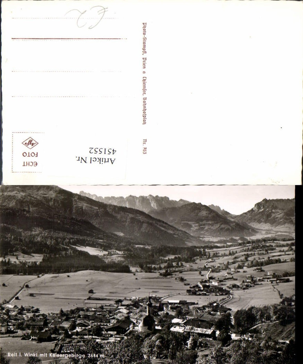 451552,Reit im Winkl Totale m. Kaisergebirge Bergkulisse