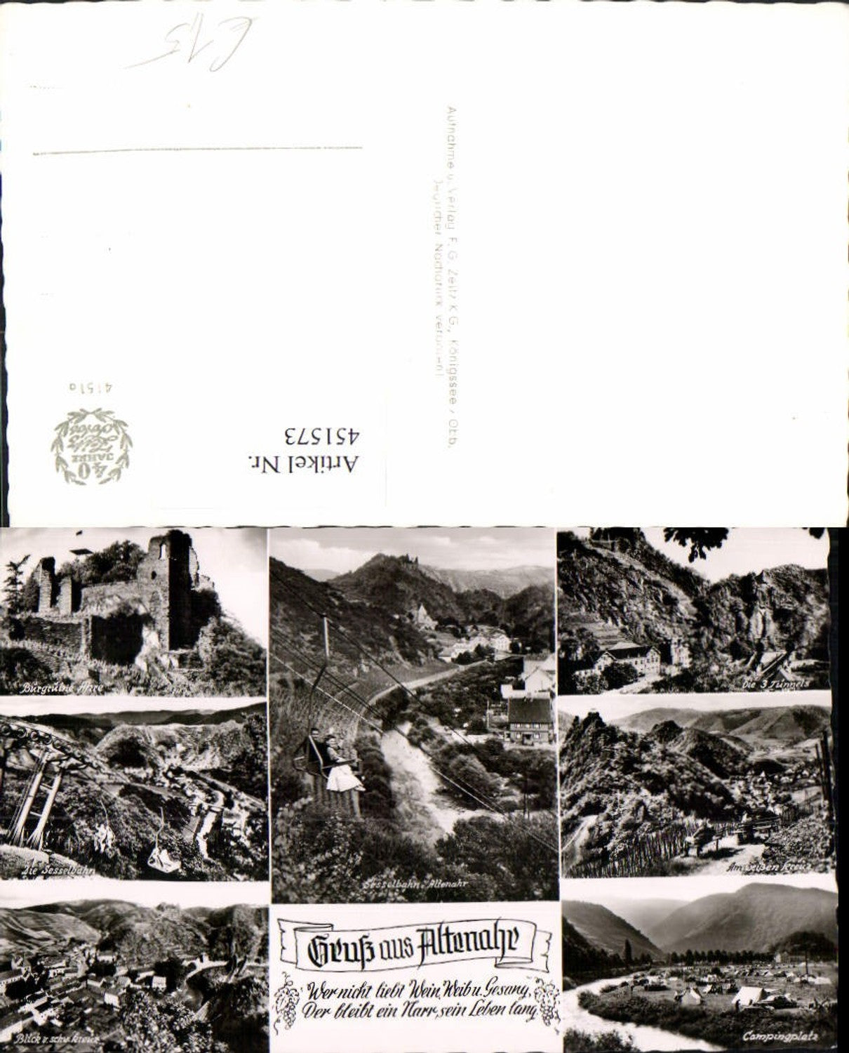 451573,Altenahr Totale Sessellift Campingplatz Ruine Mehrbildkarte
