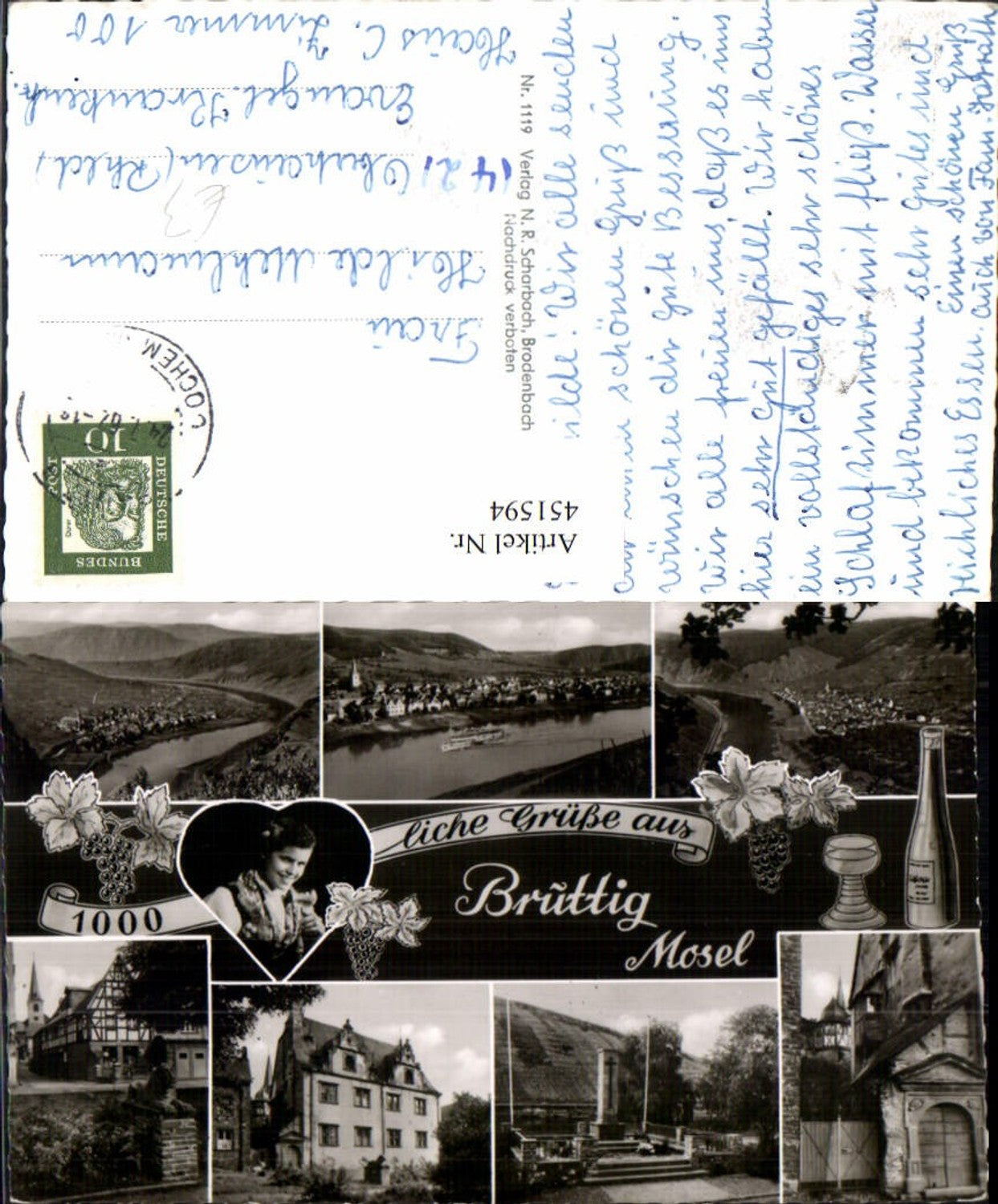 451594,Bruttig an d. Mosel Totale Gebäude Denkmal Mehrbildkarte