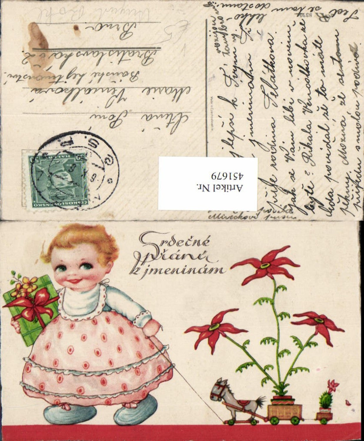 451679, Artist AK Child Dress Gifts Flowers pub August Rökl 8330