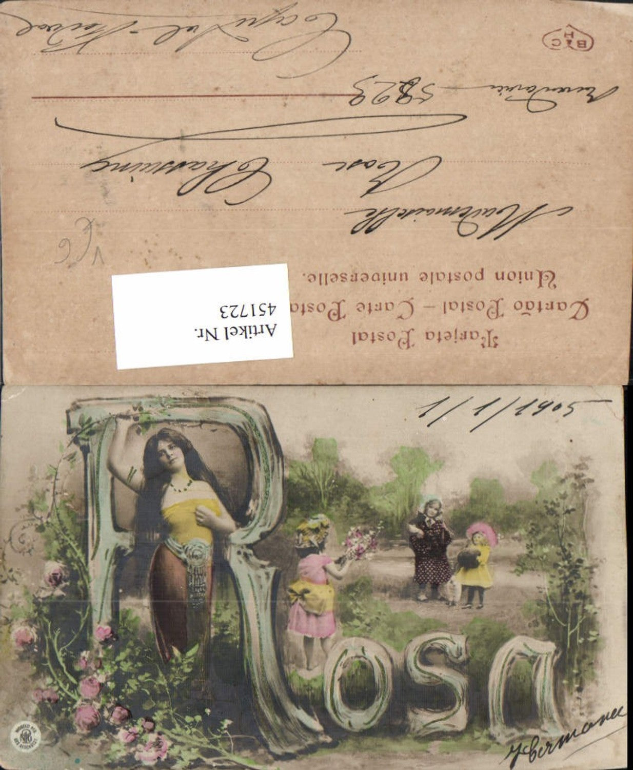 451723,Buchstaben AK R Rosa Fotomontage Frau Kinder pub NPG