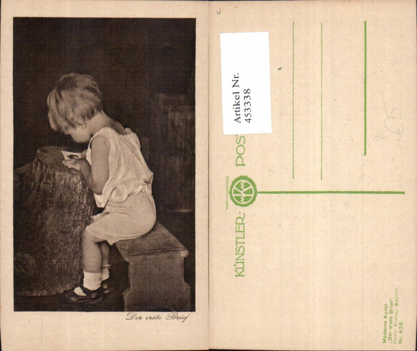 453338,Künstler Ak Friede Hostrup Der erste Brief Kind Schreiben