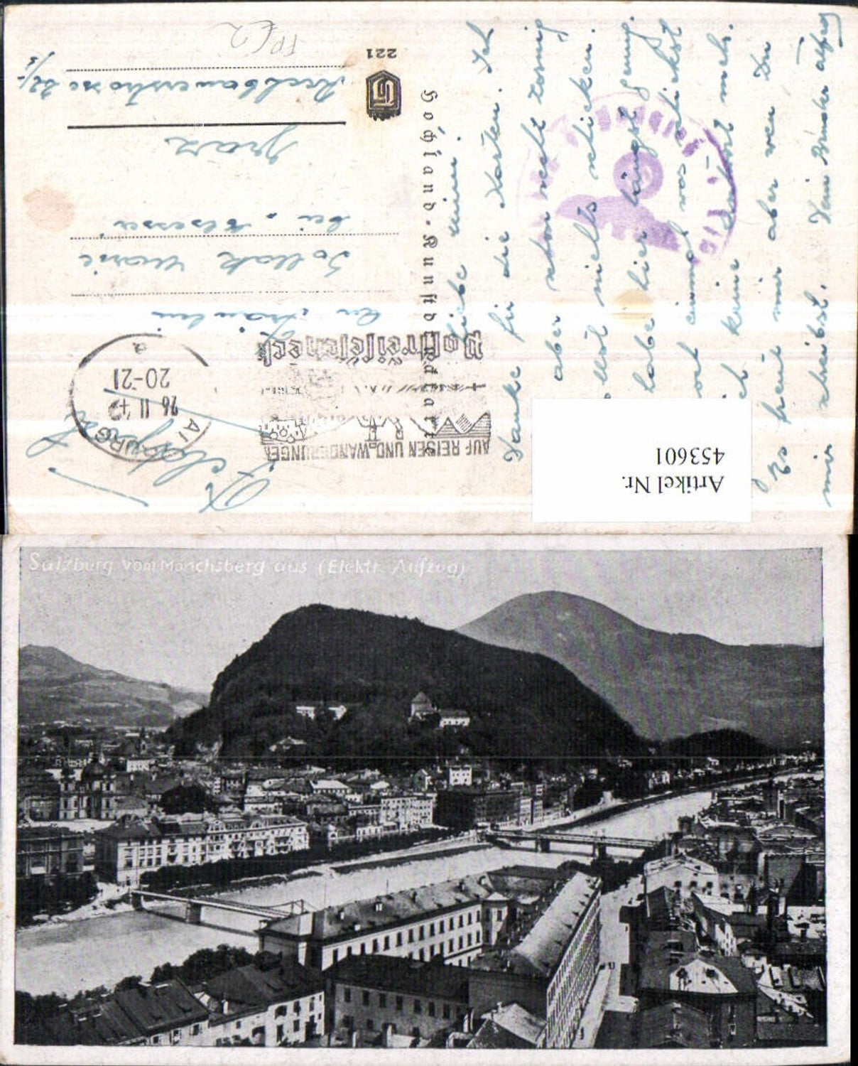 453601,Salzburg Teilansicht vom Mönchsberg Feldpost