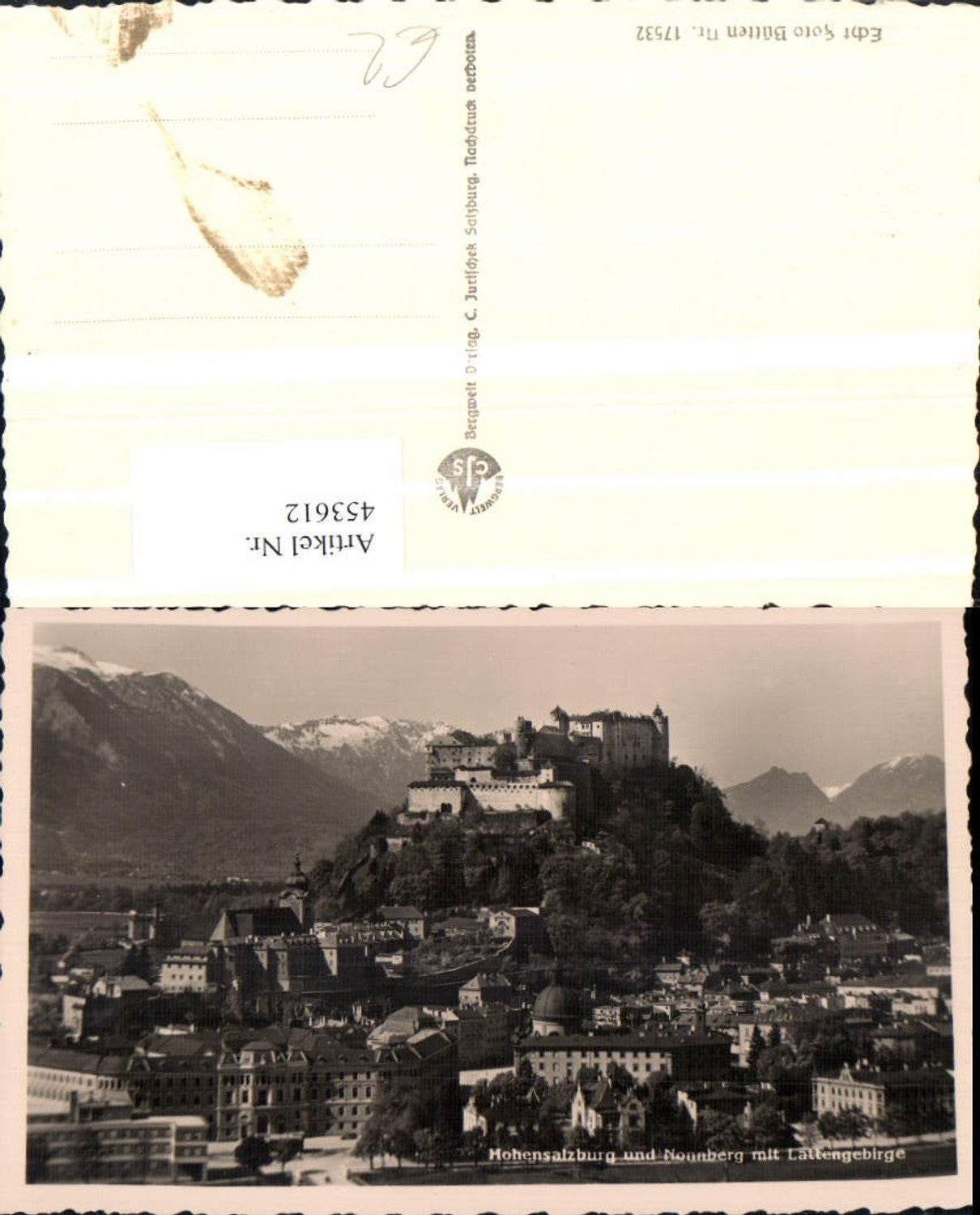 453612,Salzburg Teilansicht m. Festung Hohensalzburg Bergkulisse