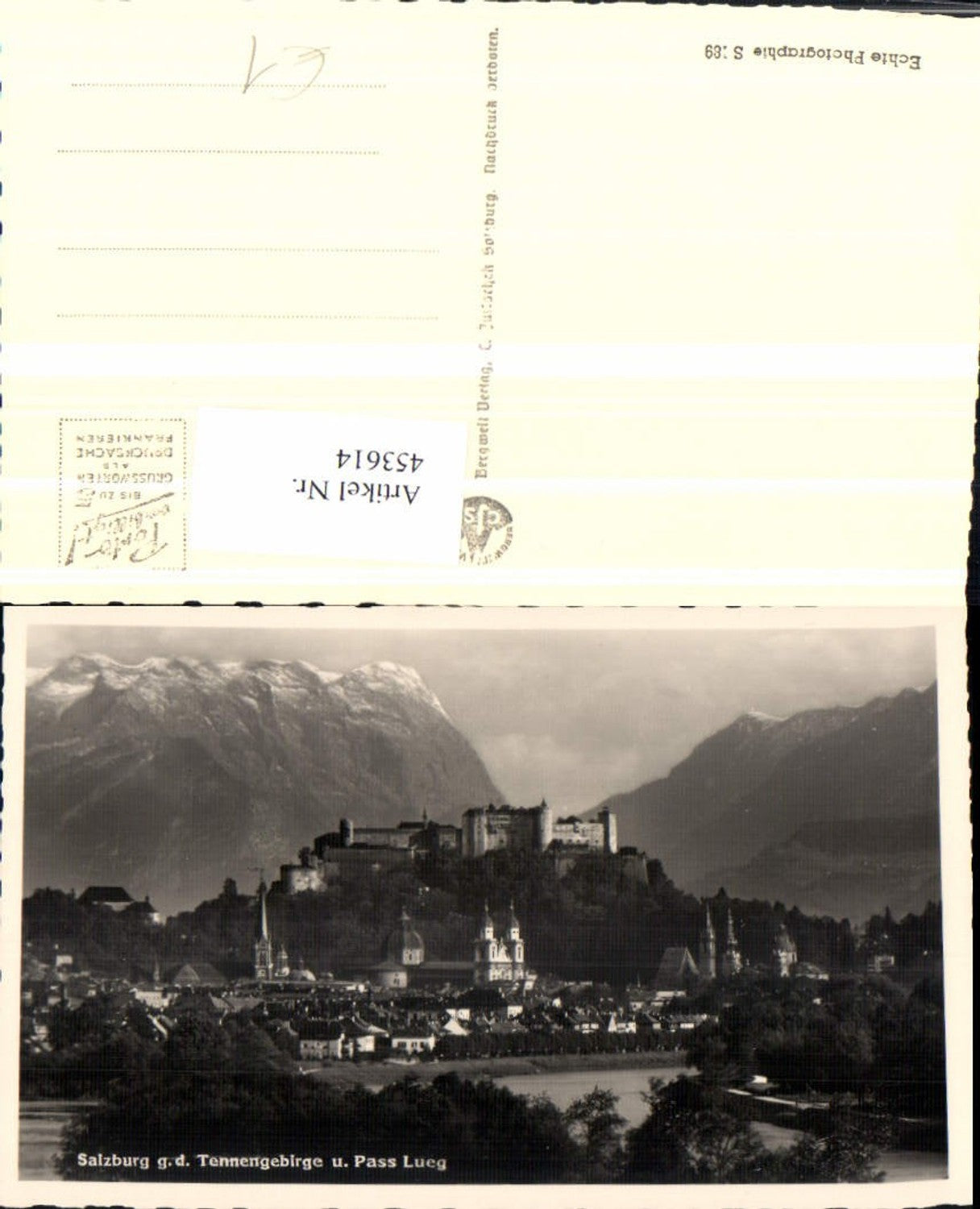 453614,Salzburg Teilansicht m. Festung geg. Tennengebirge Bergkulisse