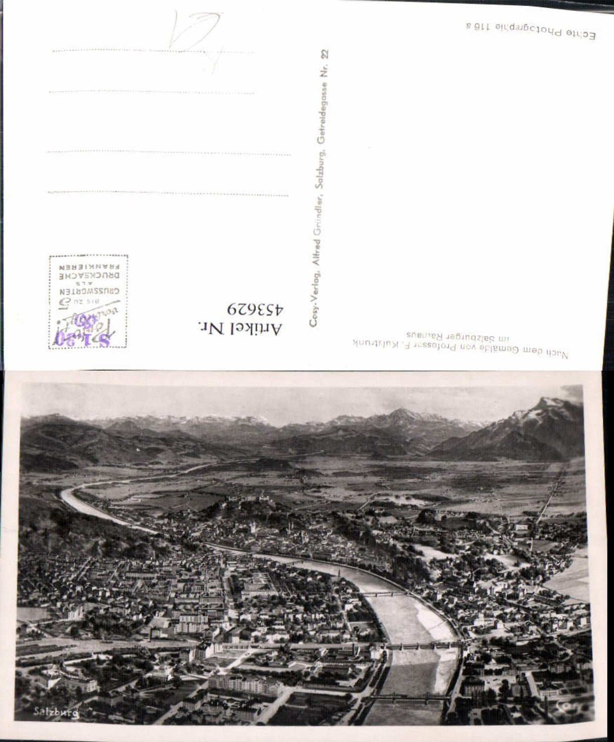 453629,Künstler AK F. Kulstrunk Salzburg Totale Bergkulisse