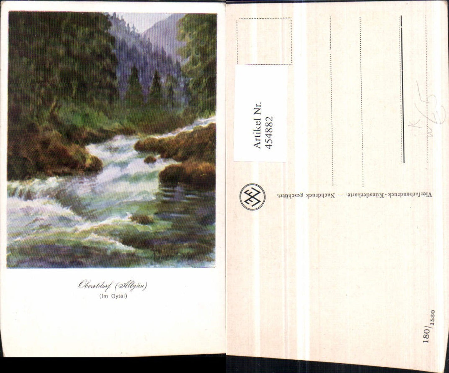454882,Künstler AK Oberstdorf im Allgäu Fluss Partie