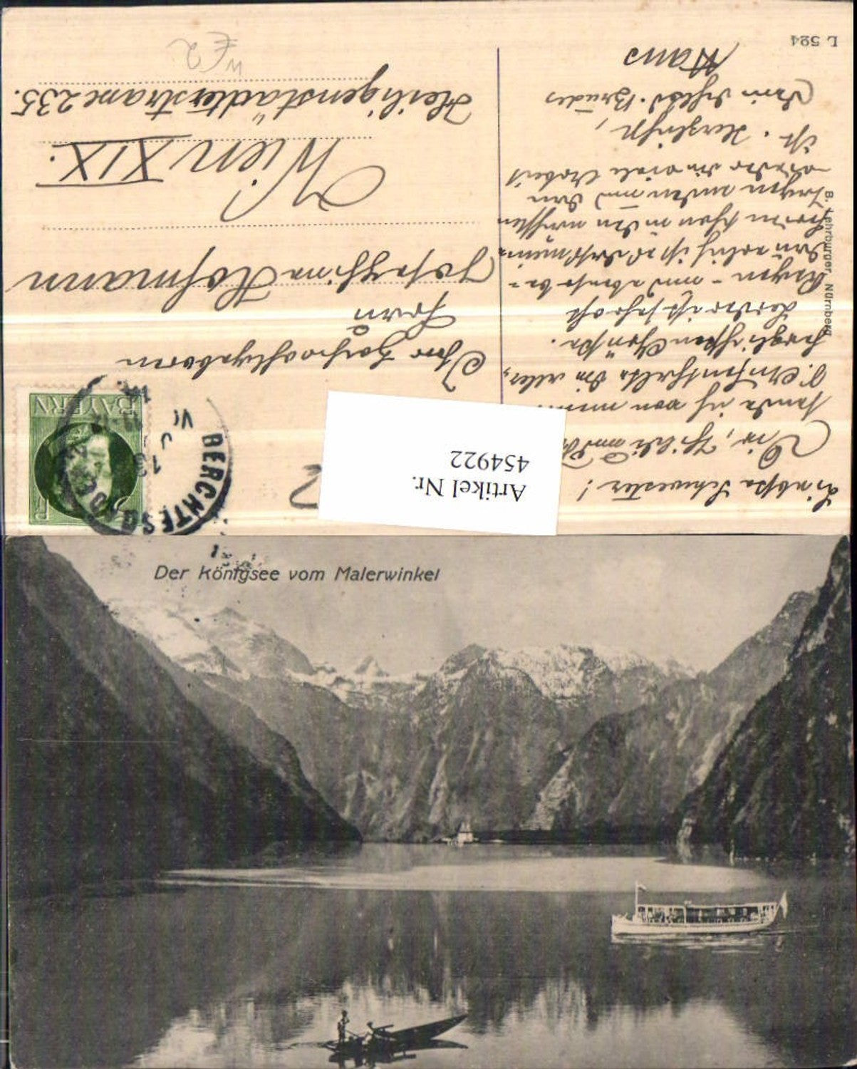 454922,Königssee See b. Schönau Boote Bergkulisse