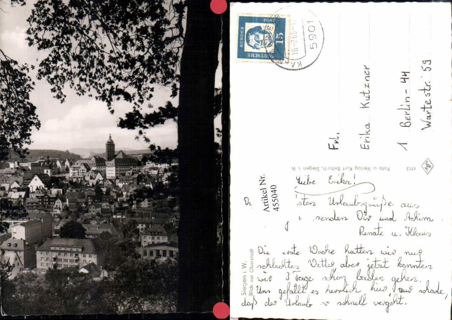 455040,Siegen Blick zur Oberstadt Totale