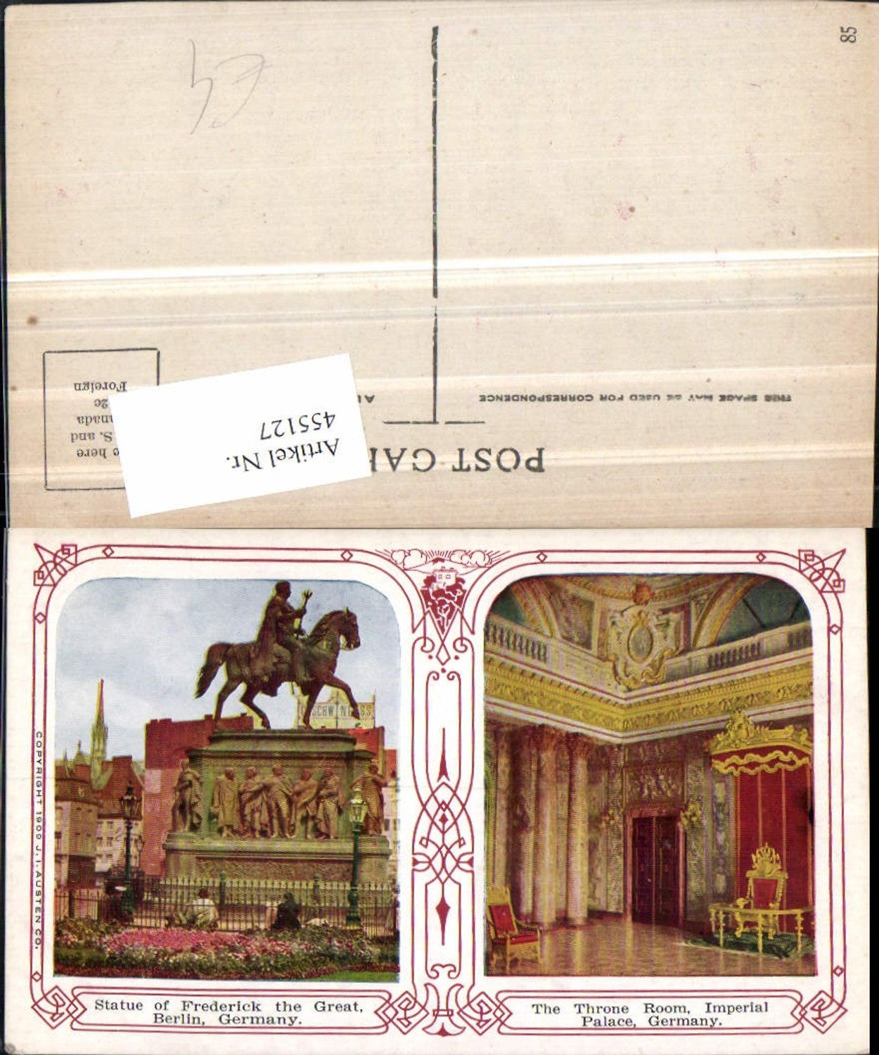 455127,Berlin Statue Frederick the Great Imperial Palace Throne Room Mehrbildkarte