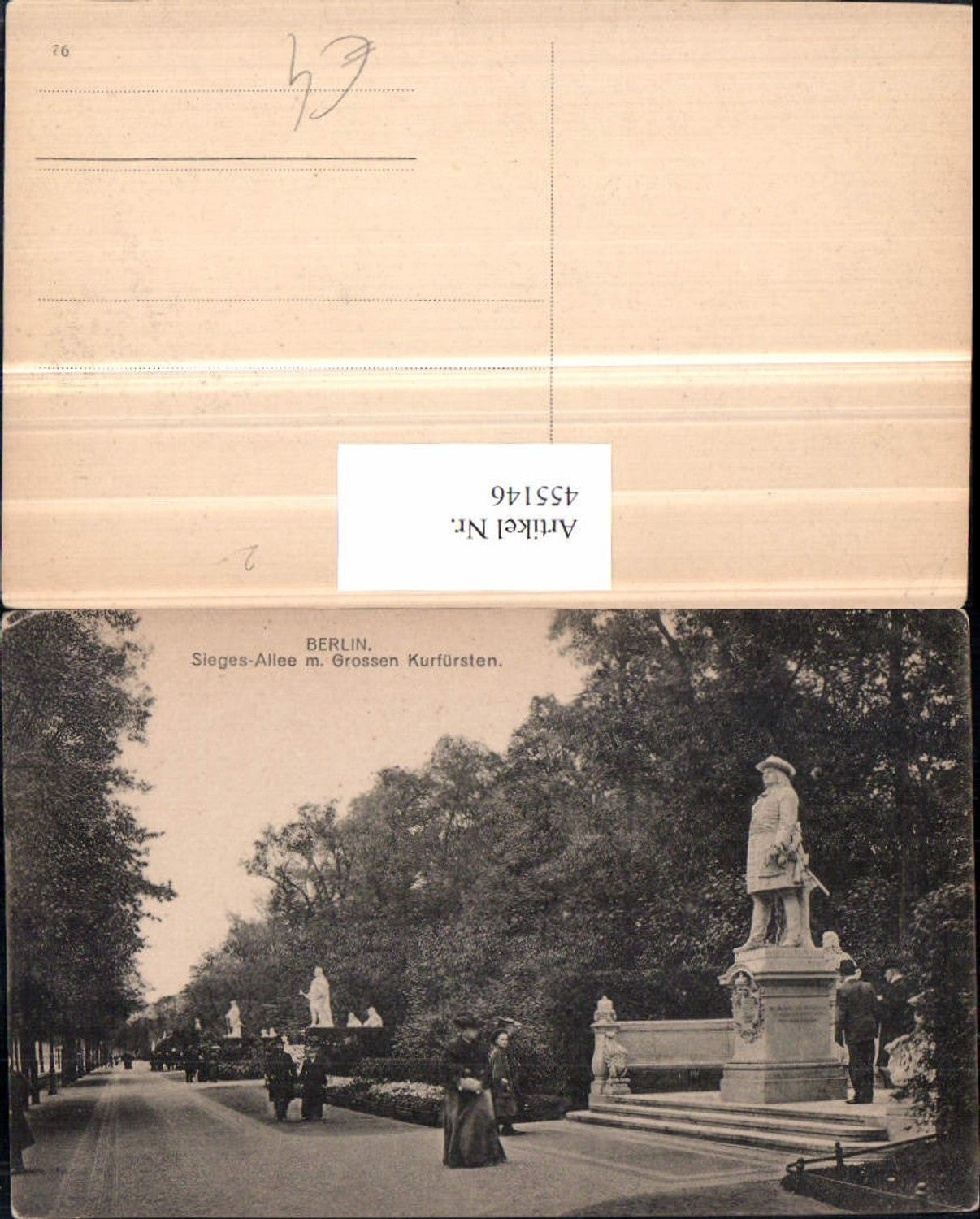 455146,Berlin Sieges-Allee m. Großen Kurfürsten Statue