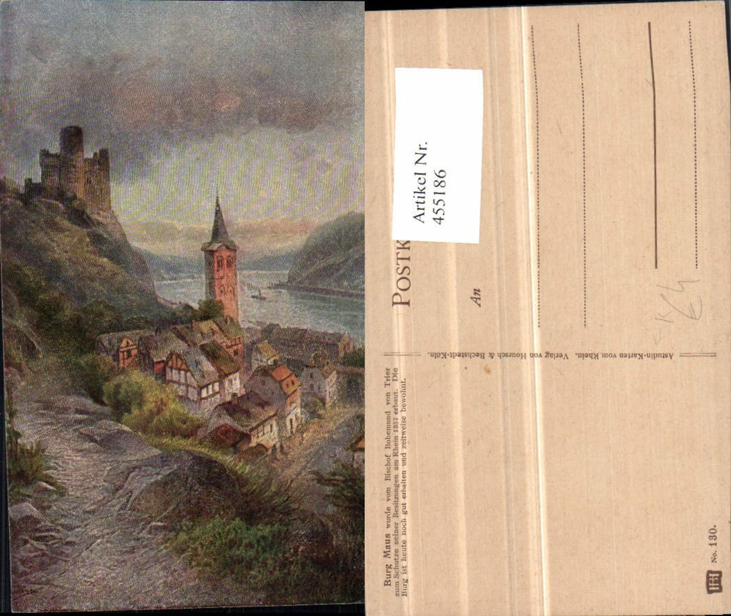 455186,Künstler AK N. Astudin Burg Maus b. St. Goarshausen