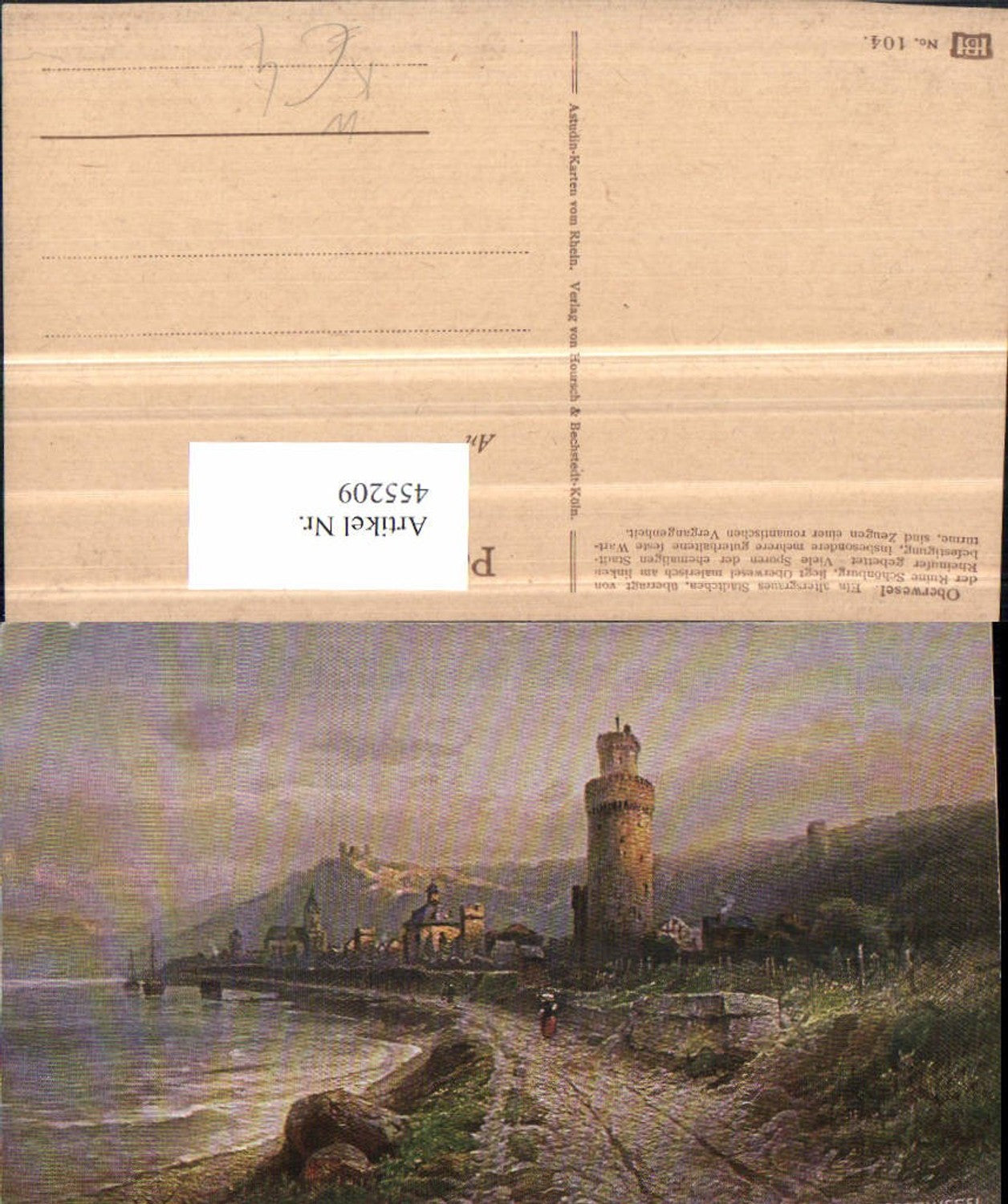 455209,Künstler AK N. Astudin Oberwesel Teilansicht Turm