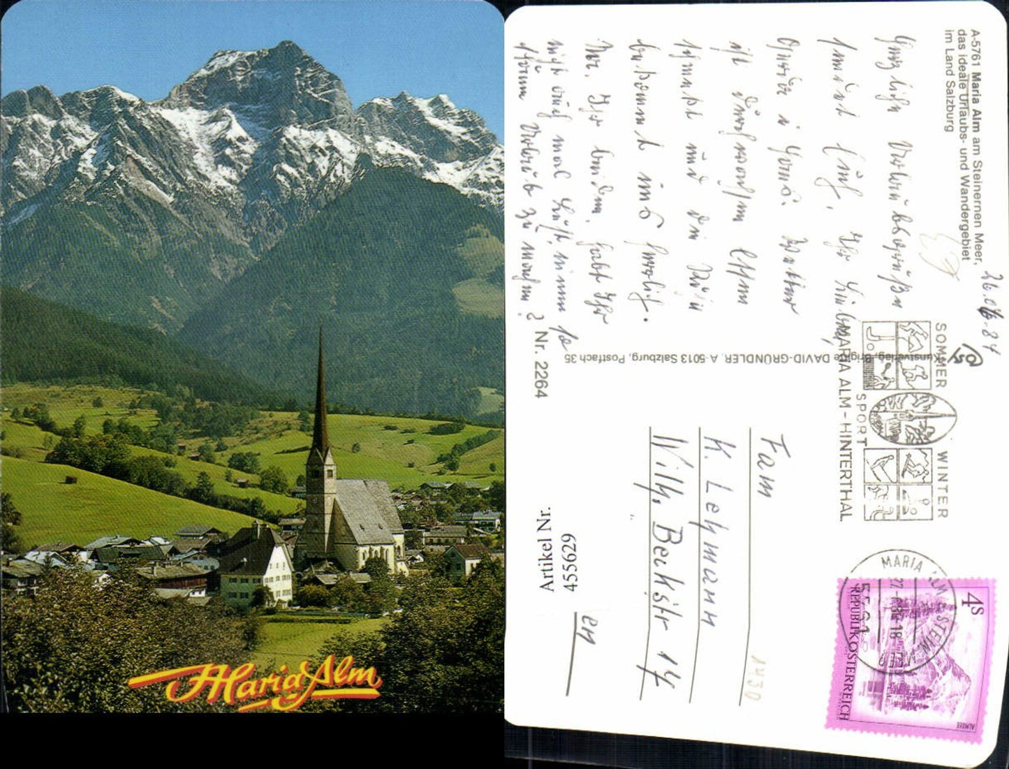 455629,Maria Alm am Steinernen Meer Totale Kirche Bergkulisse