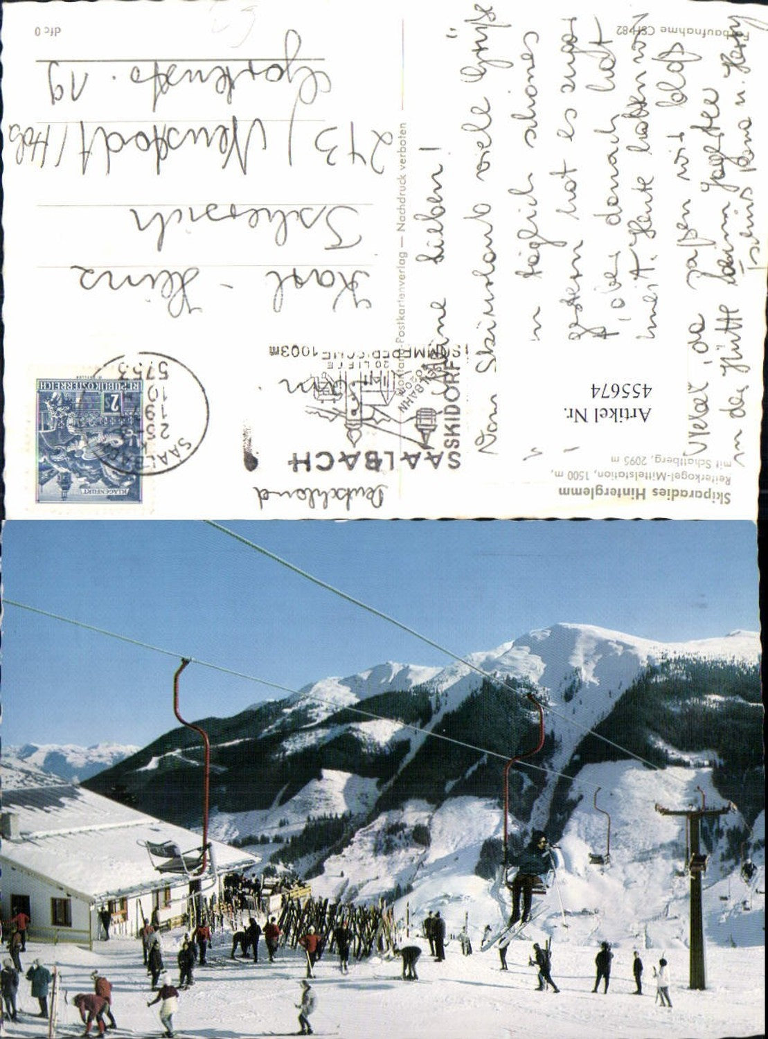 455674,Hinterglemm Reiterkogel-Mittelstation Sessellift Bergkulisse Winterbild