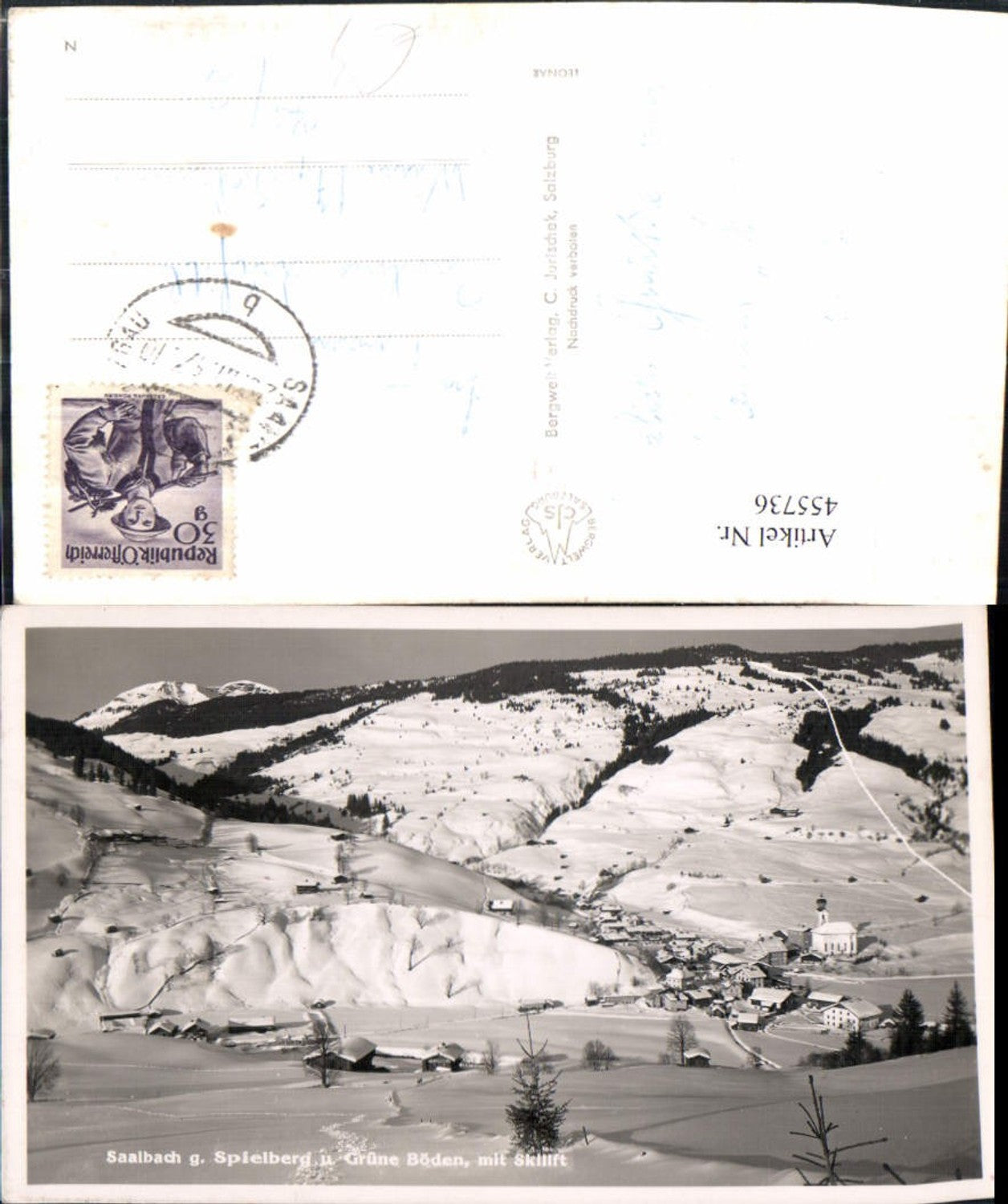 455736,Saalbach Totale geg. Spielberg Winterbild