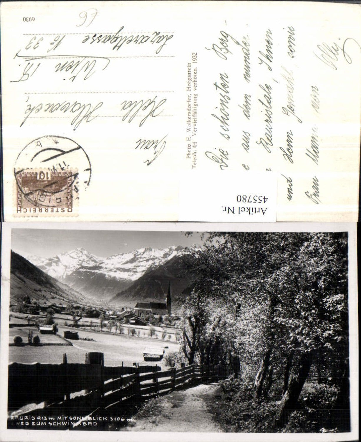 455780,Rauris Totale Wegpartie geg. Sonnblick Bergkulisse