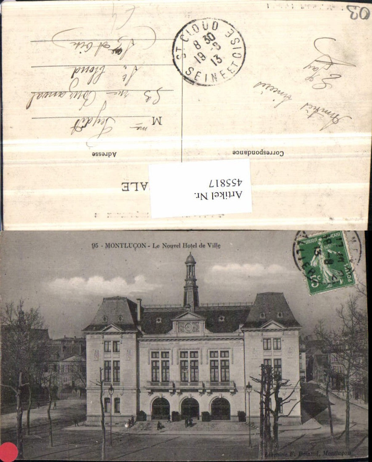 455817,Auvergne Allier Montlucon Nouvel Hotel de Ville Rathaus