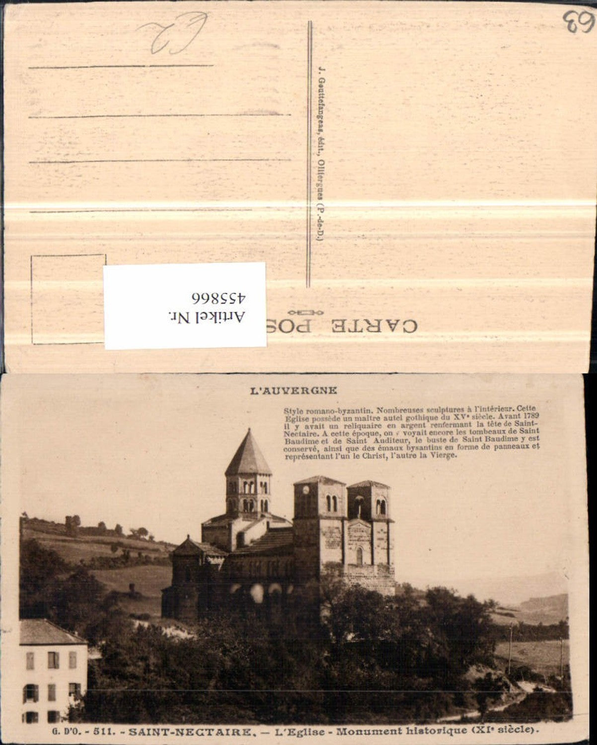 455866,Auvergne Puy-de-Dome Saint-Nectaire Eglise Kirche