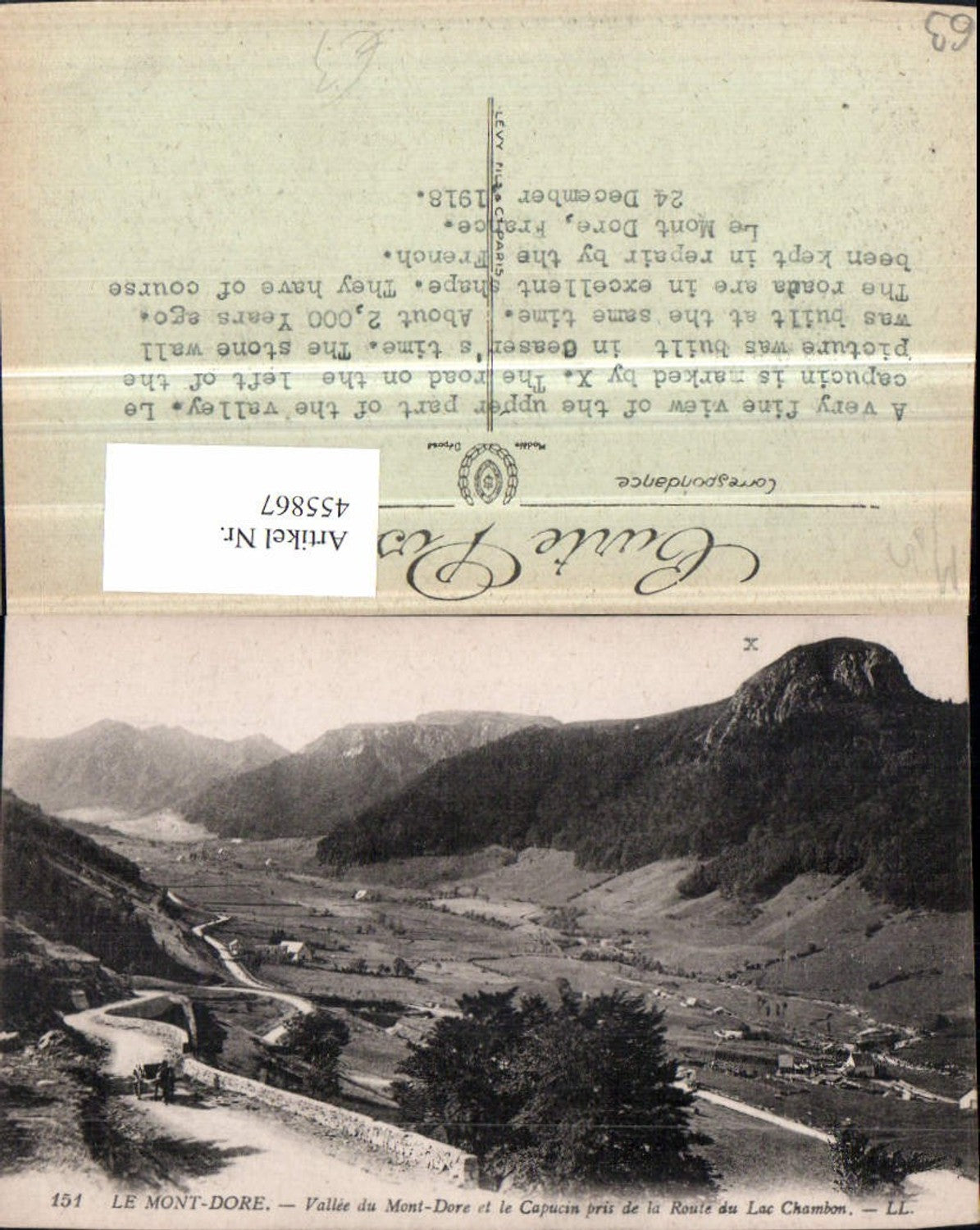 455867,Auvergne Puy-de-Dome Mont-Dore Route du Lac Chambon Bergkulisse