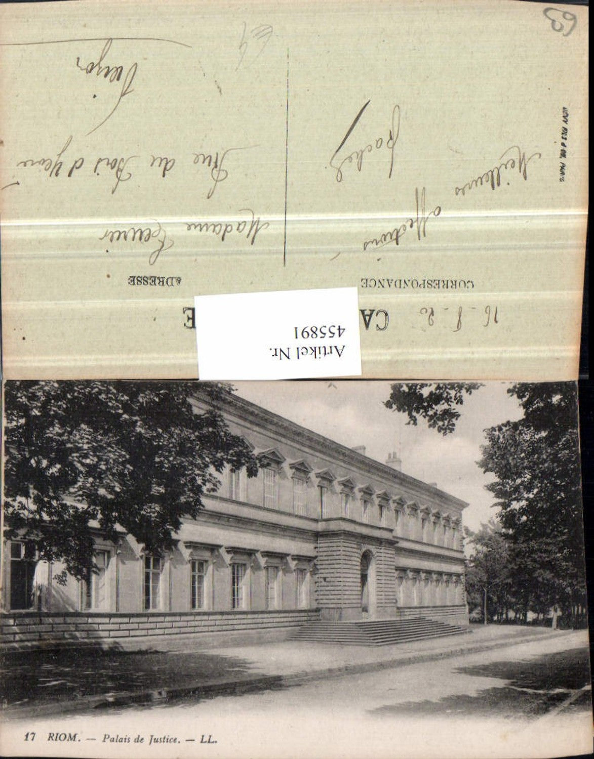 455891,Auvergne Puy-de-Dome Riom Palais de Justice Justizpalast
