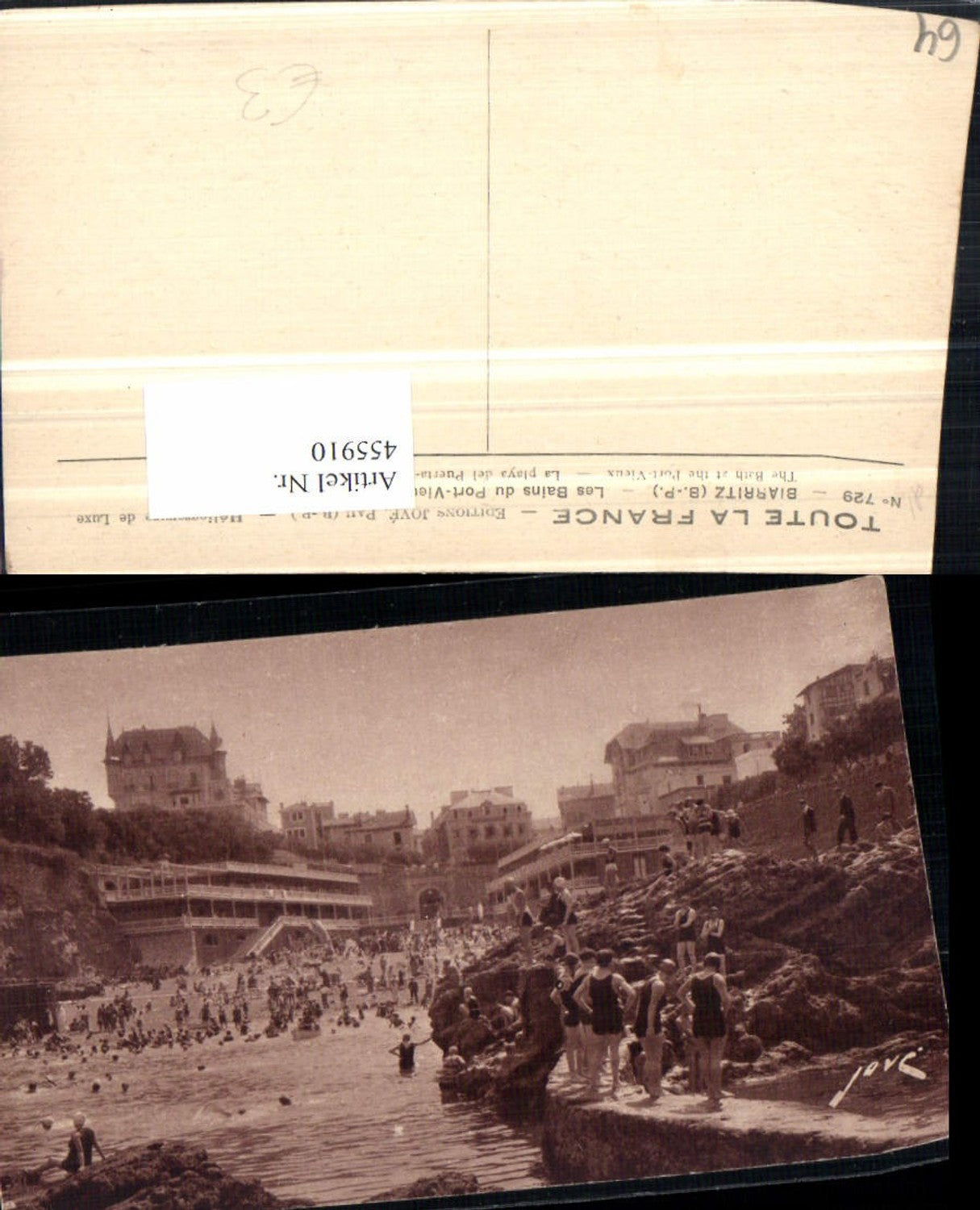 455910,Aquitanien Pyrenees-Atlantiques Biarritz Bains du Port-Vieux Küste