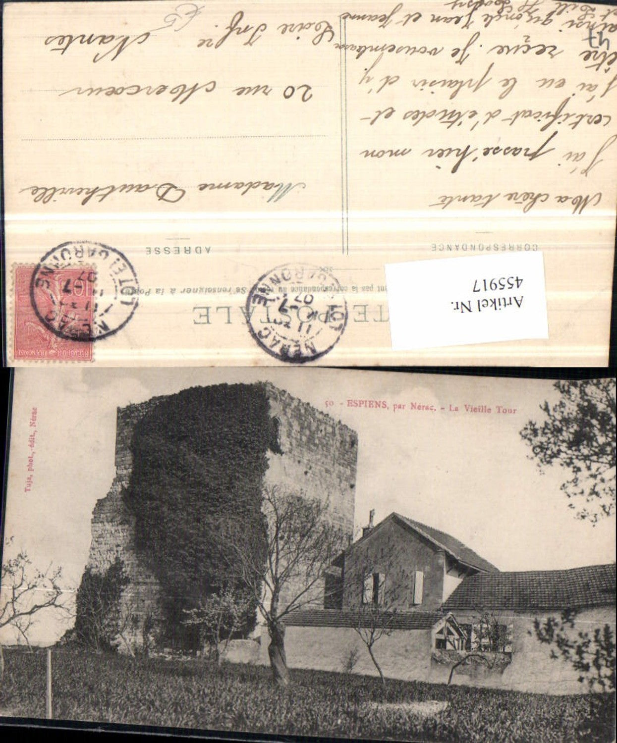 455917,Aquitanien Lot-et-Garonne Espiens Nerac Vieille Tour Turm