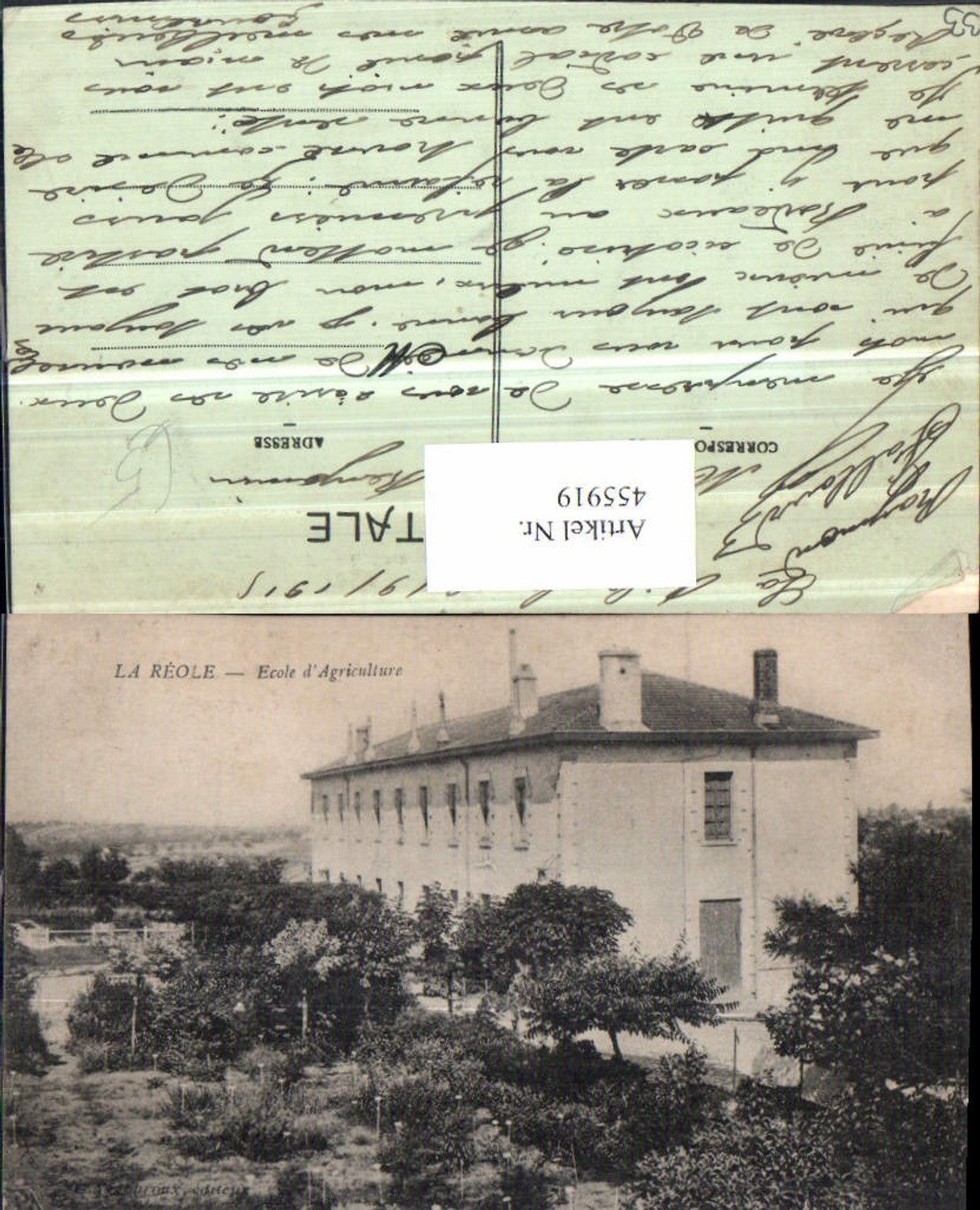 455919,Aquitanien Gironde La Reole Ecole Agriculture Schule